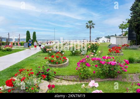 Portoroz Beach Central (Centraina Plaza Portoroz), Portoroz, Slovene Istria, Slovenia Stock Photo