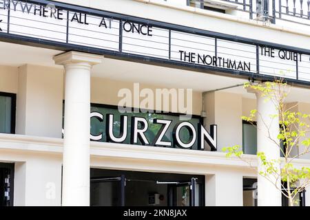 Exterior of Curzon Hoxton cinema, replica of the old 1910s Gaumont picture house which stood on the site, Pitfiled Street, Hoxton, Hackney, London, UK Stock Photo