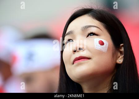 Al Rayyan, Katar. 27th Nov, 2022. Fan JapanAl Rayyan, 27.11.2022, FIFA Fussball WM 2022 in Katar, Gruppenphase, Japan - Costa Rica/ PRESSINPHOTO/Sipa USA Credit: Sipa USA/Alamy Live News Stock Photo