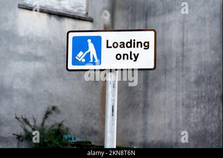 No goods vehicles loading at any time road sign Stock Photo