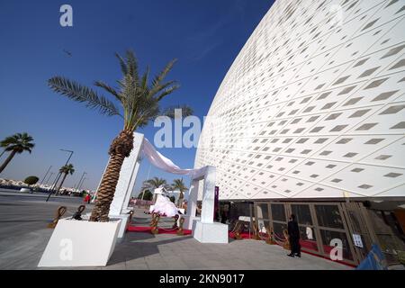 General view outside the ground ahead of the FIFA World Cup Group F match at the Al Thumama Stadium, Doha, Qatar. Picture date: Sunday November 27, 2022. Stock Photo