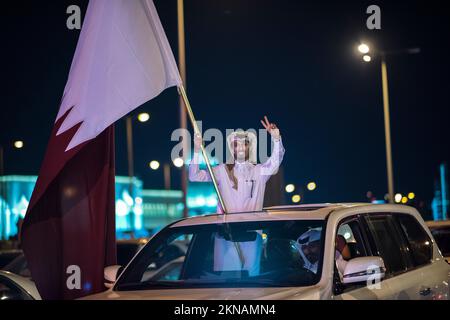 Doha, Qatar-December 18,2017 : The local population celebrating Qatar National Day across Doha. Stock Photo