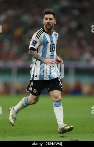 Lusail Iconic Stadium, Lusail, Qatar. 26th Nov, 2022. FIFA World Cup Football, Argentina versus Mexico; Lionel Messi of Argentina Credit: Action Plus Sports/Alamy Live News Stock Photo