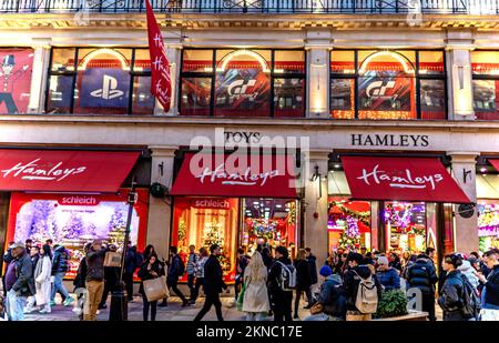 Hamleys Toy Shop Regent Street London Night UK Stock Photo