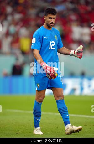 Morocco goalkeeper Munir Mohand Mohamedi during the FIFA World Cup Group F match at the Al Thumama Stadium, Doha, Qatar. Picture date: Sunday November 27, 2022. Stock Photo