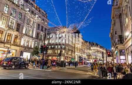 The Christmas Lights in Regents Street 2022 London UK Stock Photo