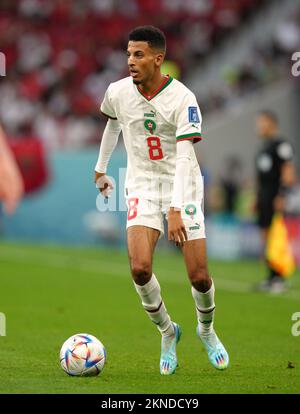 Morocco's Azzedine Ounahi during the FIFA World Cup Group F match at the Al Thumama Stadium, Doha, Qatar. Picture date: Sunday November 27, 2022. Stock Photo