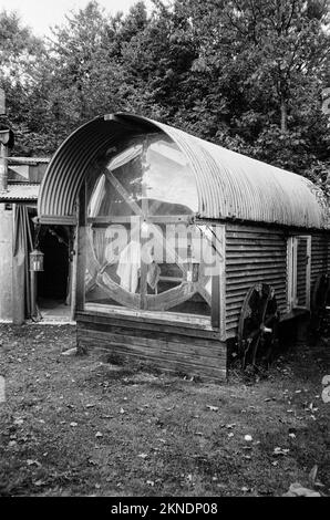 Wagon in the Woods shepherds hut, Hampshire, England, United Kingdom. Stock Photo