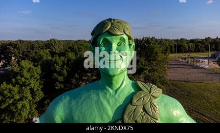 Statue of the Green Giant in Blue Earth, Minnesota, USA Stock Photo