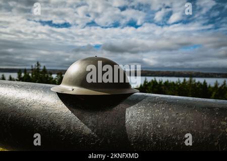 Brodie helmet (mark 1 Halmet) first used during the first world war (1914-1918)  by Canadian Expeditionary Force from 1916-1938. Stock Photo