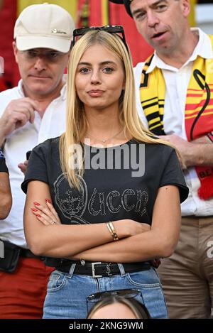 Kevin De Bruyne wife, Michele Lacroix attends Belgium v Morocco match ...