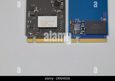 M.2 Solid state drives for computer - ssd NVME PCIe, m key isolated on white background Stock Photo