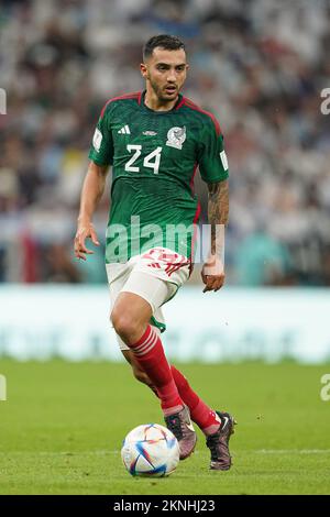 LUSAIL, QATAR - NOVEMBER 26: Player of Mexico Luis Chávez drives the ball during the FIFA World Cup Qatar 2022 group C match between Argentina and Mexico at Lusail Stadium on November 26, 2022 in Lusail, Qatar. (Photo by Florencia Tan Jun/PxImages) Stock Photo