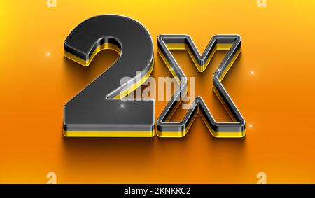 2x letter isolated on a collared background Stock Photo