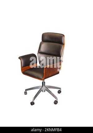 Luxury leather office chair on white background. Interior element Stock Photo