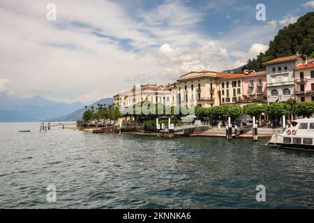 Bellagio, Italy - June 26, 2022: Picturesque Lakeside Town in Lombardy. Lake Como with Beautiful Architecture during Summer Day. Stock Photo