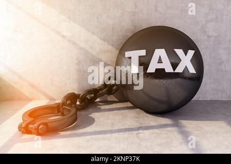 concept of release from the shackles of tax. 3d rendering Stock Photo