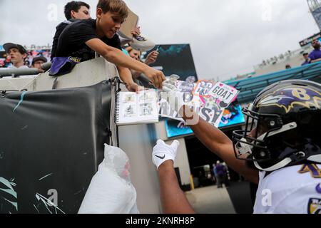 Baltimore Ravens running back Justice Hill (43) warms up before an NFL  football game against the Carolina Panthers, Sunday, Nov. 20, 2022, in  Baltimore. (AP Photo/Nick Wass Stock Photo - Alamy