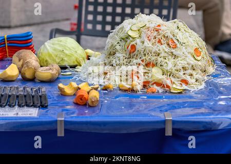 Dubrovnik, large mound of chopped and shredded  root vegetables at Dubrovnik local market Stock Photo