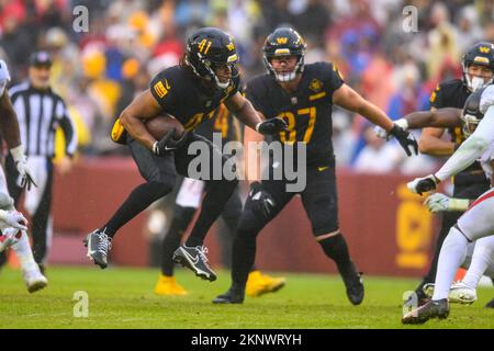 Washington Commanders running back Jonathan Williams (41) runs during an  NFL football game against the Carolina Panthers, Saturday, Aug. 13, 2022 in  Landover. (AP Photo/Daniel Kucin Jr Stock Photo - Alamy