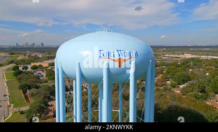 Fort Worth Water Tower from above - FORT WORTH, UNITED STATES - NOVEMBER 09, 2022 Stock Photo