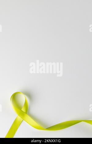 Vertical composition of light green std health awareness ribbon, on ...