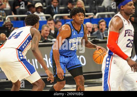 Orlando, Florida, USA, November 27, 2022, Orlando Magic Forward Admiral Schofield #25 dribbles the ball forward in the second half at the Amway Center.  (Photo Credit:  Marty Jean-Louis) Stock Photo