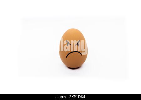 A very angry egg on White background Stock Photo