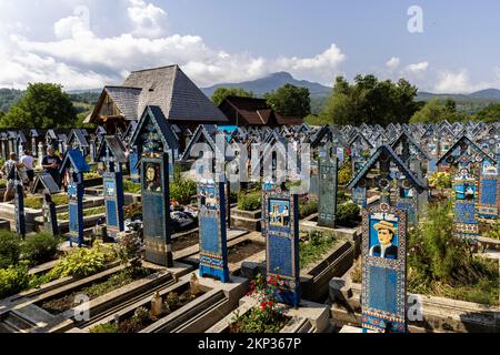 The church of the birth of the Blessed Virgin Mary from Merry Cemetery, Sapanta, Romania Stock Photo