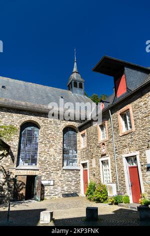 Traditional architecture of Monschau in North Rhine-Westphalia, Germany Stock Photo