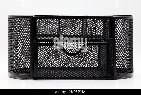 Metallic Pen Holder isolated on white background Stock Photo