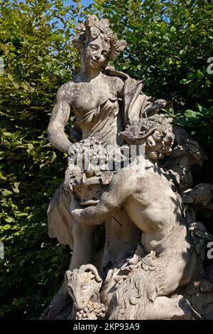 Sandstone sculpture, rococo garden, castle, Veitshöchheim, Bavaria, Germany, Europe Stock Photo