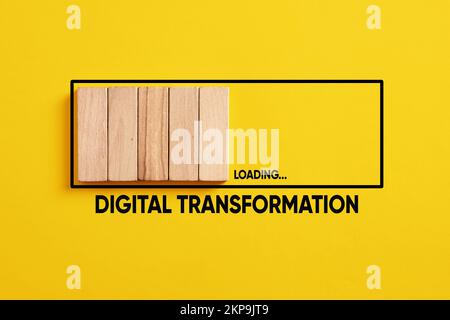 Online internet black friday sale announcement concept. Digital transformation loading progress bar on yellow background. Stock Photo