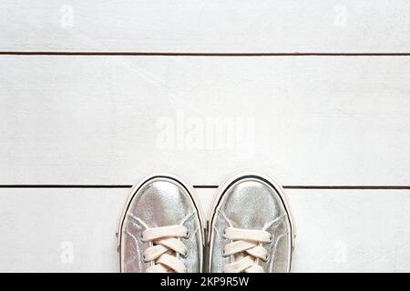 one Sneaker on old Leather Stock Photo - Alamy