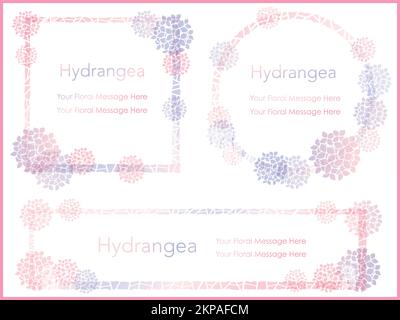 Vector hydrangea frame set isolated on a white background. Stock Vector