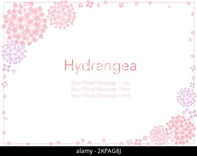 Vector hydrangeas frame illustration with text space isolated on a white background. Stock Vector