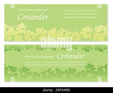 Seamless vector background illustration set with coriander silhouette. Horizontally repeatable. Stock Vector