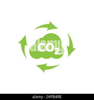 Co2 cloud and arrows vector icon. Carbon dioxide pollution cycle filled symbol. Stock Vector