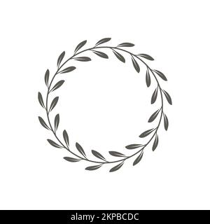 Leaf floral wreath. Circle frame template with leaves. Stock Vector