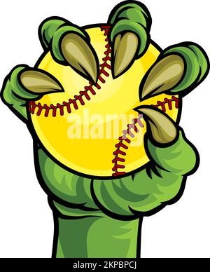 Claw Monster Talons Hand Holding Softball Ball Stock Vector