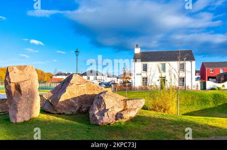 Tornagrain Inverness Scotland a planned village rocks on Culaird Green Stock Photo