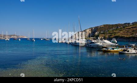 Southwestern tip of Turkey. Sunset from the ancient city of Datca Knidos. Yazikoy village harbor. Ancient Greek city of Knidos. The sky after sunset. Stock Photo