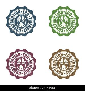 Eco friendly house construction seals set Stock Vector