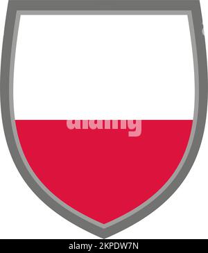 Shield with the colors of Poland flag - original RGB color - icon Polish shield cut out Stock Vector