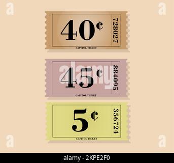 set vintage circus old ticket Stock Vector