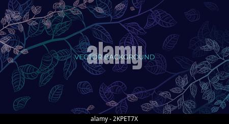 Foliage vector Banner with twigs and leaves.  Stock Vector
