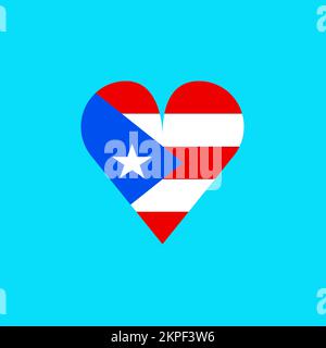 A vector illustration of the national flag of Puerto Rico in a heart shape Stock Vector
