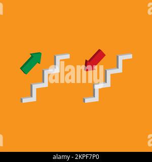 A vector of stairs going up and down for achievement sign Stock Vector