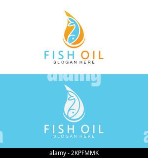 Fish oil logo vector illustration template. Stock Vector