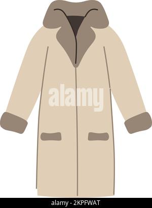 Fur coat for winter for women, clothes vector Stock Vector